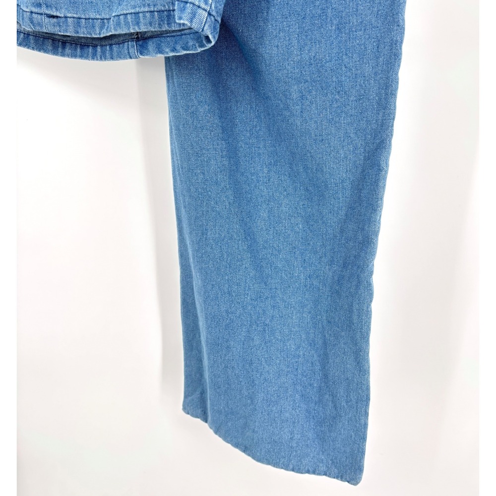 NWT Micas Mini Skirt Denim Cotton 3D Flower Draped Blue Zip Closure Size M - Picture 9 of 13